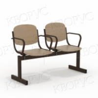 Блок стульев 2-местный, жесткий, не откидывающиеся сиденья, с подлокотниками