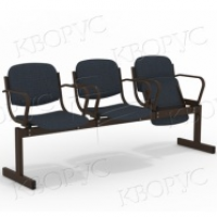 Блок стульев 3-местный, мягкий, откидывающиеся сиденья, с подлокотниками