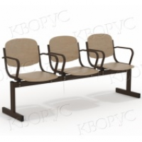Блок стульев 3-местный, жесткий, не откидывающиеся сиденья, с подлокотниками
