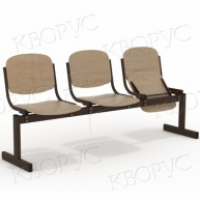 Блок стульев 3-местный, жесткий, откидывающиеся сиденья